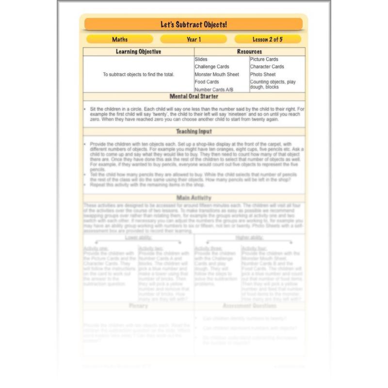 PlanBee Practical Subtraction Year 1 Maths Lesson by PlanBee