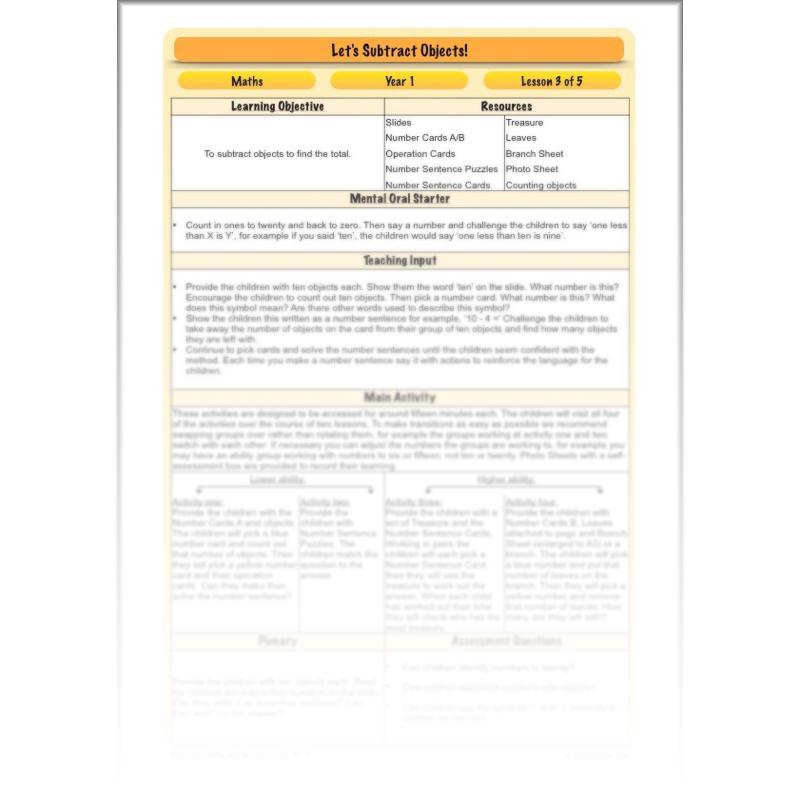 PlanBee Practical Subtraction Year 1 Maths Lesson by PlanBee