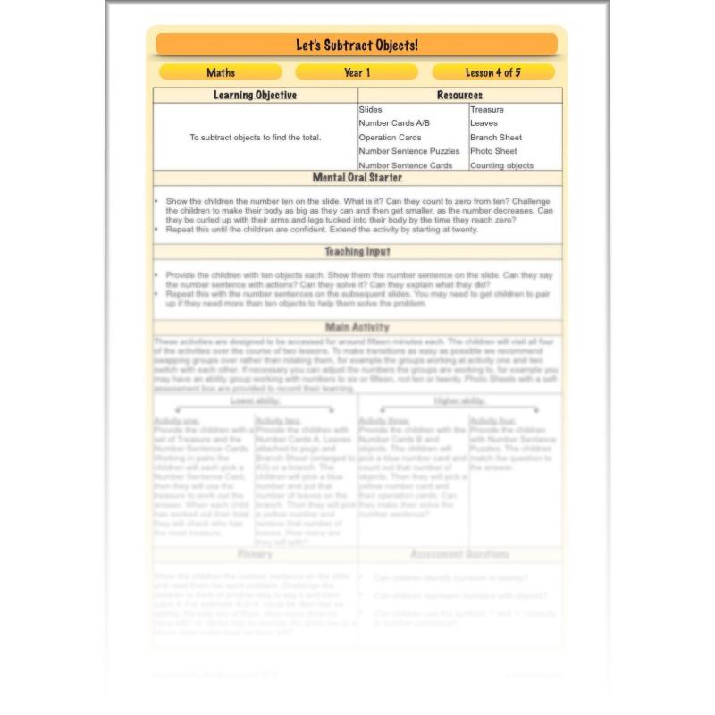 PlanBee Practical Subtraction Year 1 Maths Lesson by PlanBee