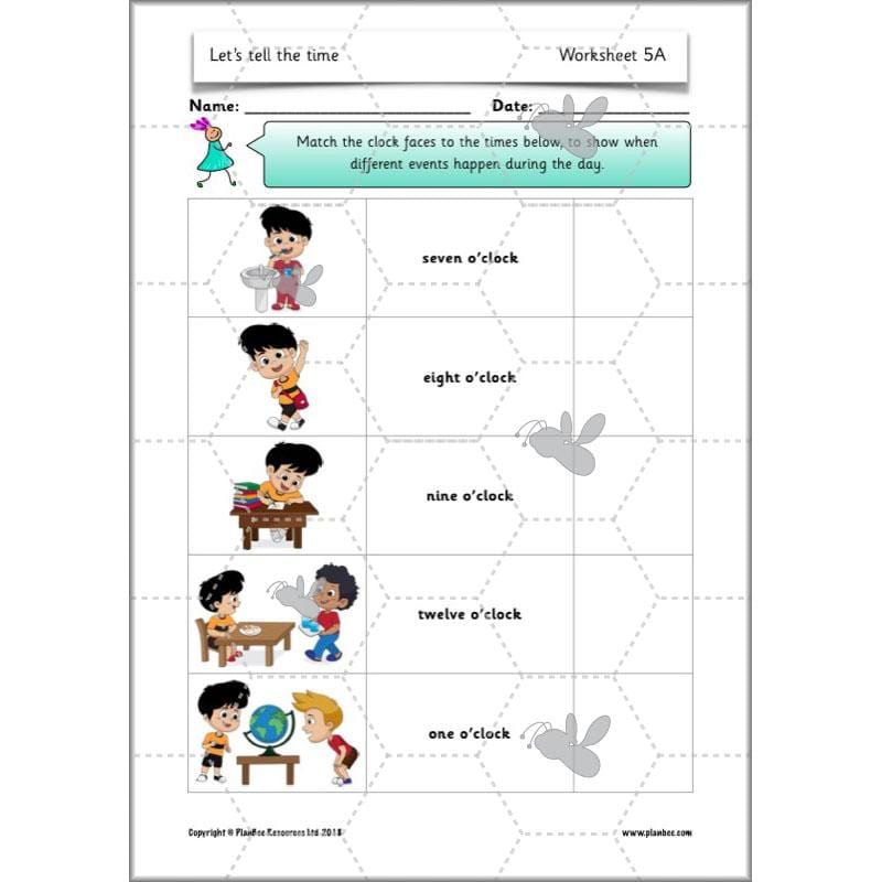 PlanBee Let's tell the time - KS1 Year 1 complete planning