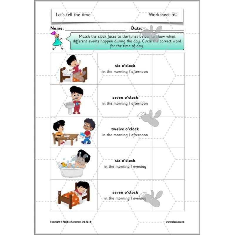 PlanBee Let's tell the time - KS1 Year 1 complete planning