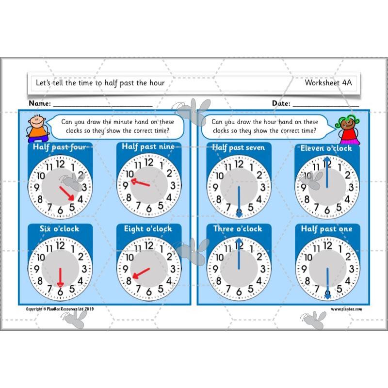 PlanBee Let’s tell the time to half past the hour | Year 1 Maths | Measurement