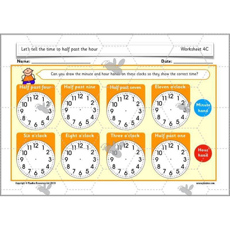 PlanBee Let’s tell the time to half past the hour | Year 1 Maths | Measurement