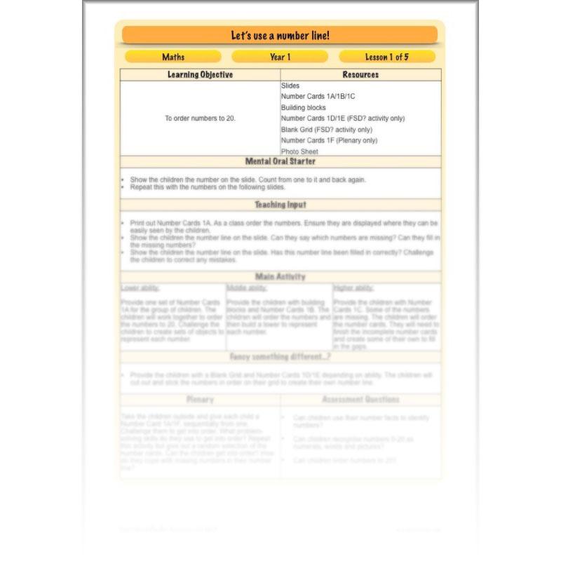 PlanBee Let’s use a number line - KS1 Year 1 complete lesson pack