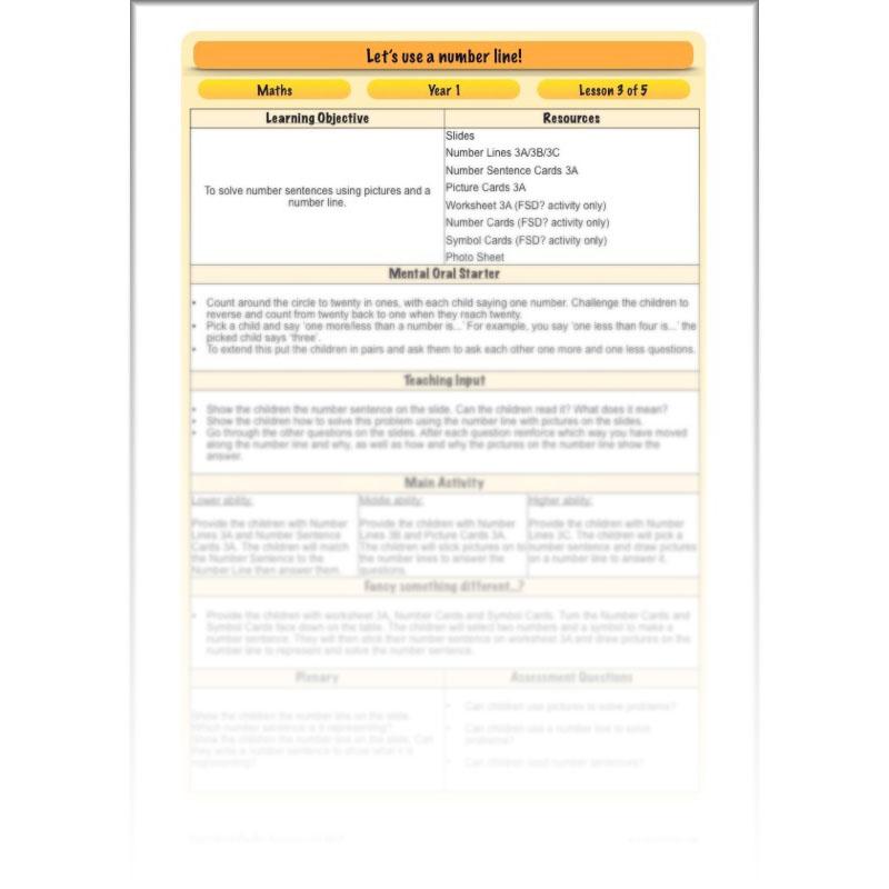 PlanBee Let’s use a number line - KS1 Year 1 complete lesson pack