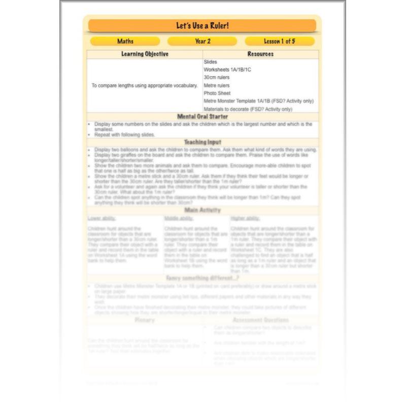 PlanBee Let's Use a Ruler! - KS1 Complete Maths Planning and Resources
