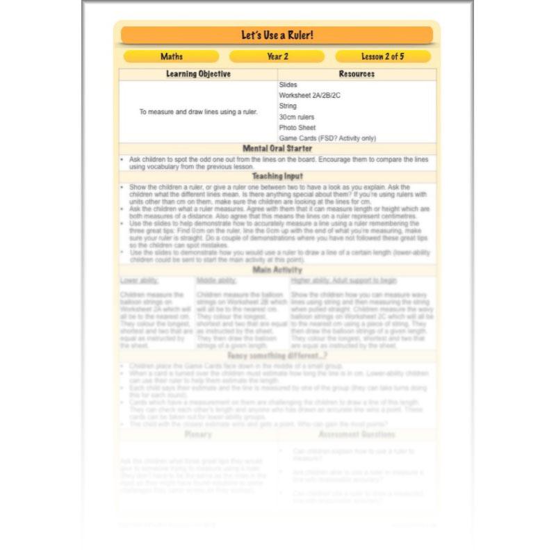 PlanBee Let's Use a Ruler! - KS1 Complete Maths Planning and Resources