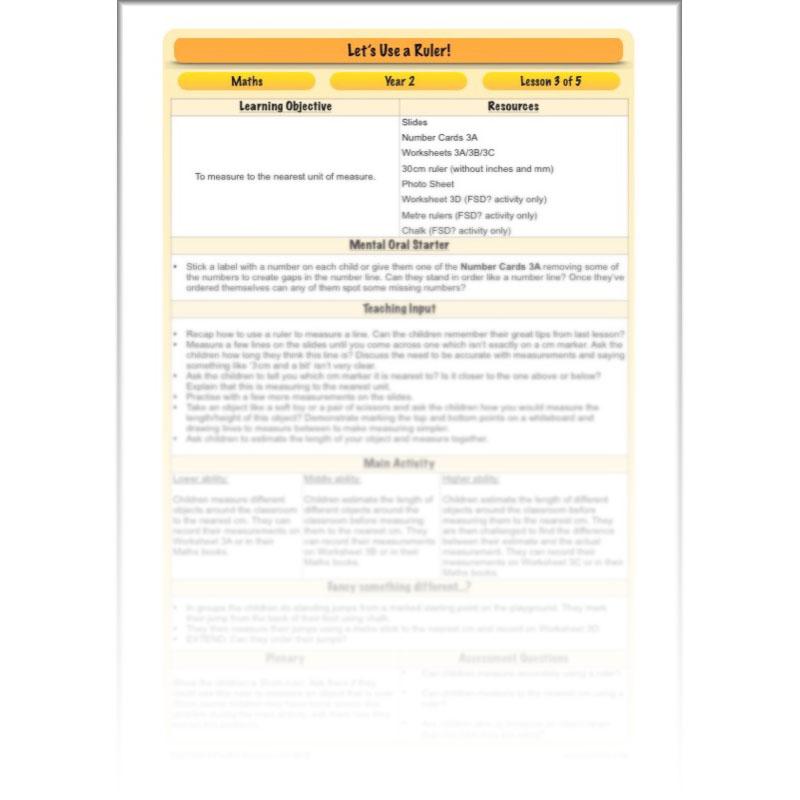 PlanBee Let's Use a Ruler! - KS1 Complete Maths Planning and Resources