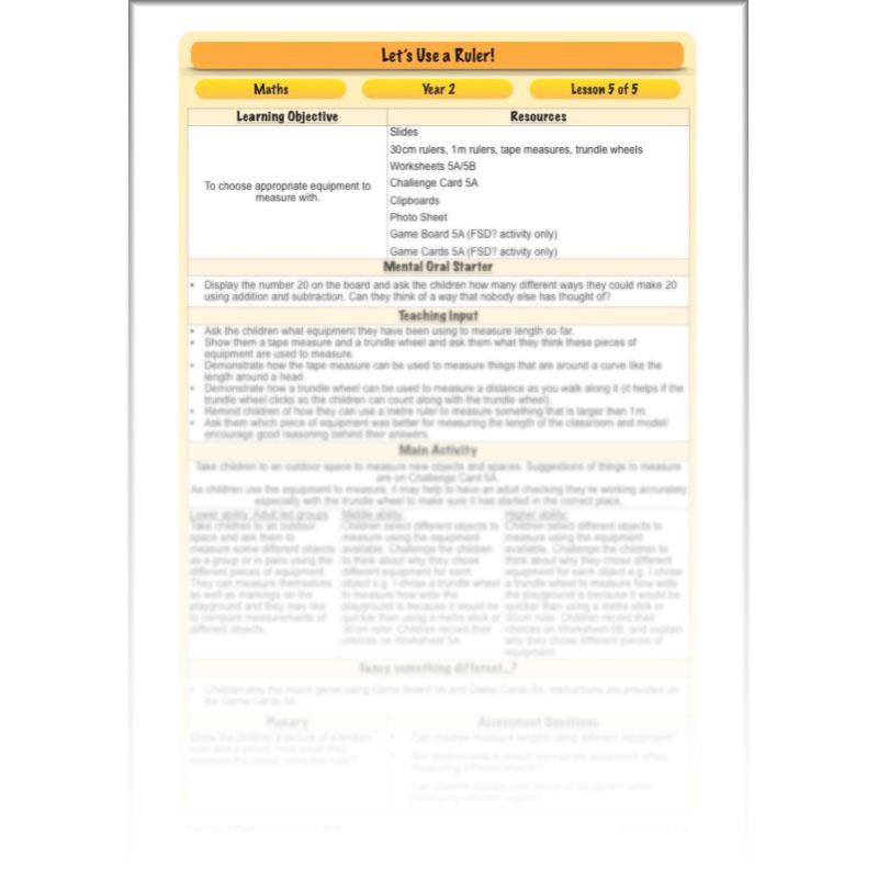 PlanBee Let's Use a Ruler! - KS1 Complete Maths Planning and Resources