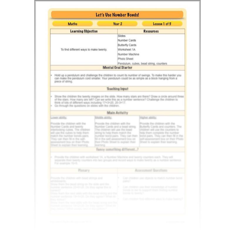 PlanBee Let's Use Number Bonds! KS1 Maths Lessons and Resources Year 2