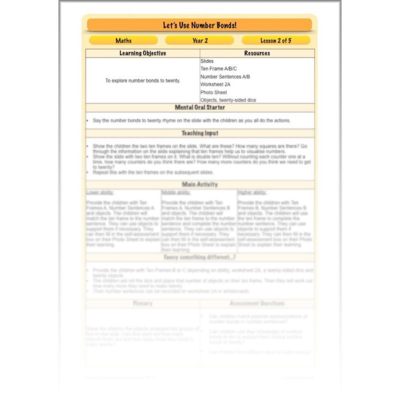 PlanBee Let's Use Number Bonds! KS1 Maths Lessons and Resources Year 2