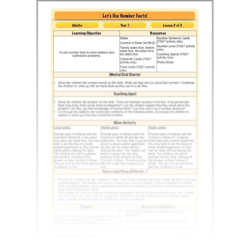 PlanBee Let's use number facts - Year 1 Maths activity pack