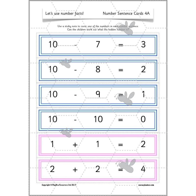 PlanBee Let's use number facts - Year 1 Maths activity pack