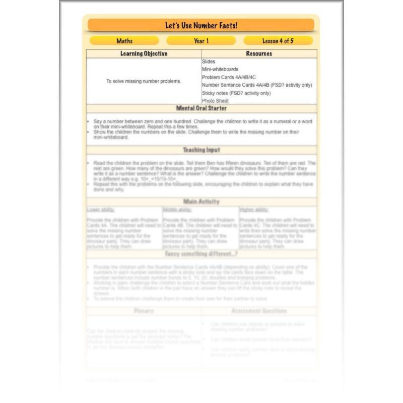 PlanBee Let's use number facts - Year 1 Maths activity pack