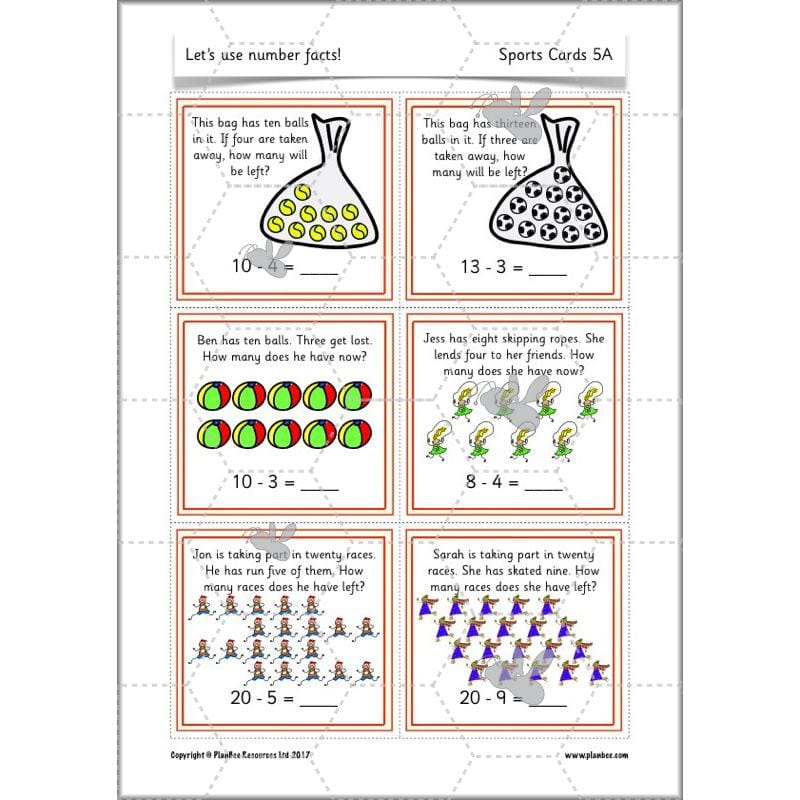 PlanBee Let's use number facts - Year 1 Maths activity pack