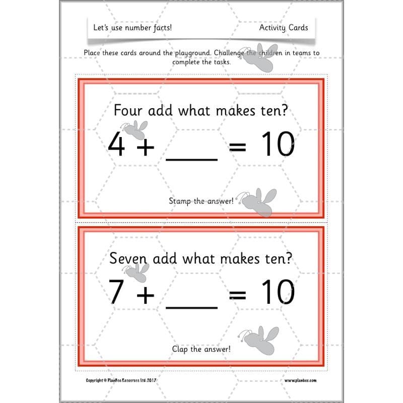 PlanBee Let's use number facts - Year 1 Maths activity pack