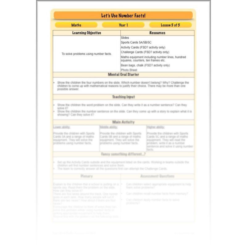 PlanBee Let's use number facts - Year 1 Maths activity pack
