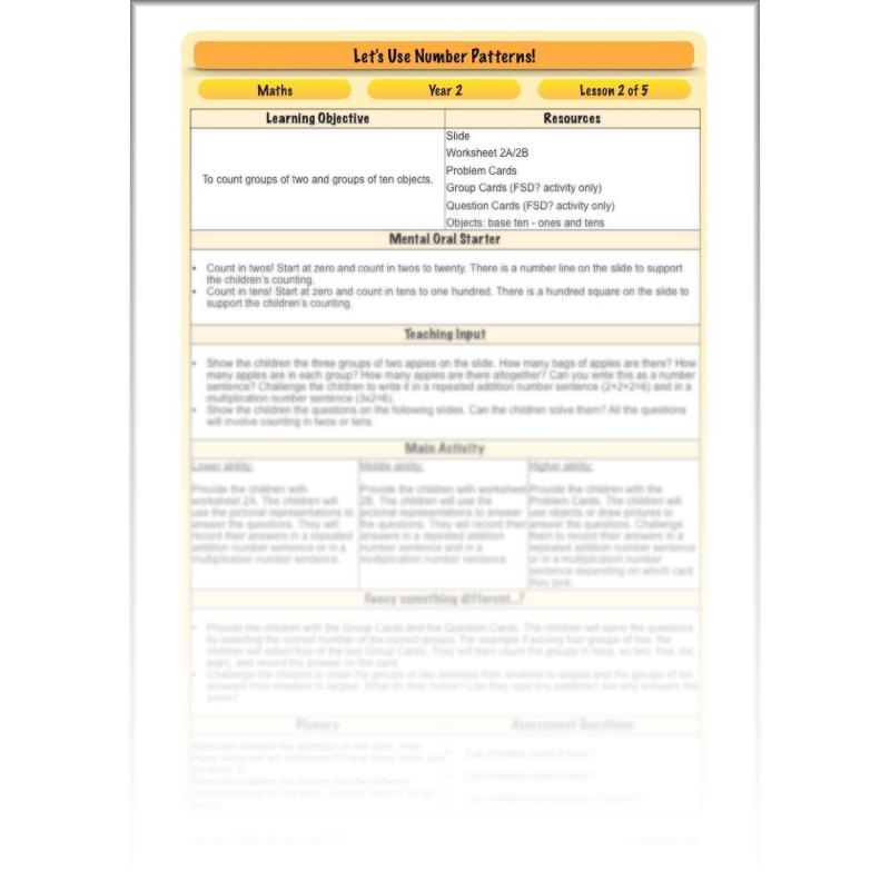 PlanBee Let's use number patterns: Year 2 number sequences