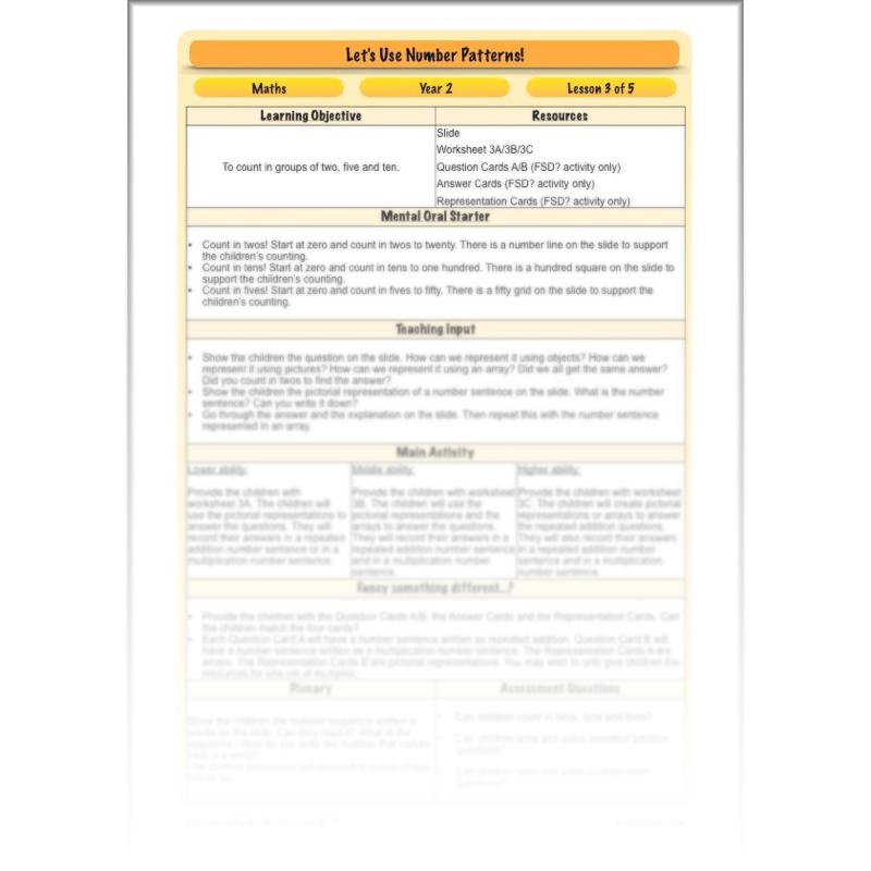 PlanBee Let's use number patterns: Year 2 number sequences