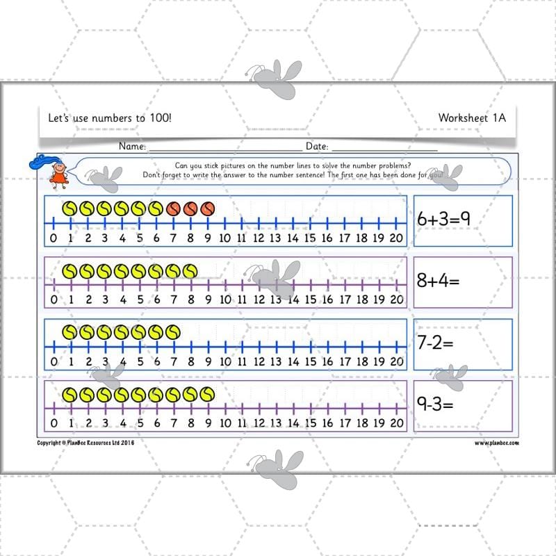 PlanBee Let's use numbers to 100 - Year 1 Maths resource pack