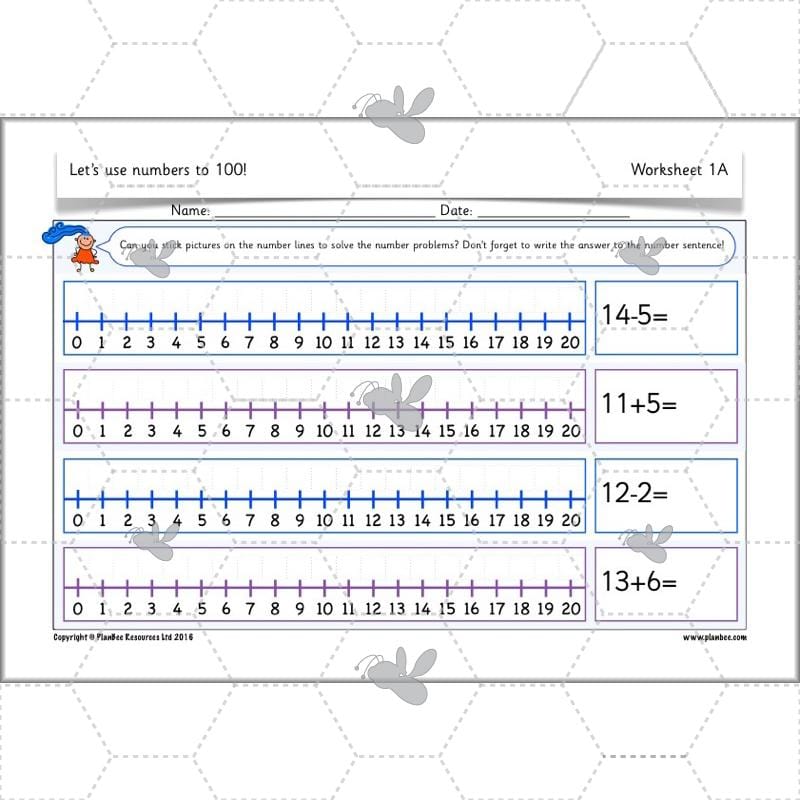PlanBee Let's use numbers to 100 - Year 1 Maths resource pack
