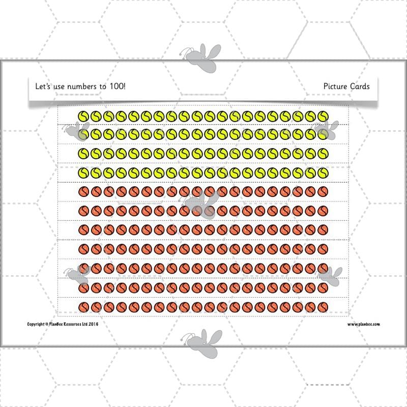 PlanBee Let's use numbers to 100 - Year 1 Maths resource pack