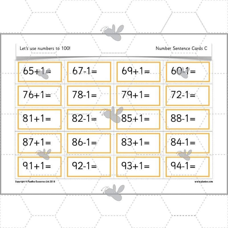 PlanBee Let's use numbers to 100 - Year 1 Maths resource pack