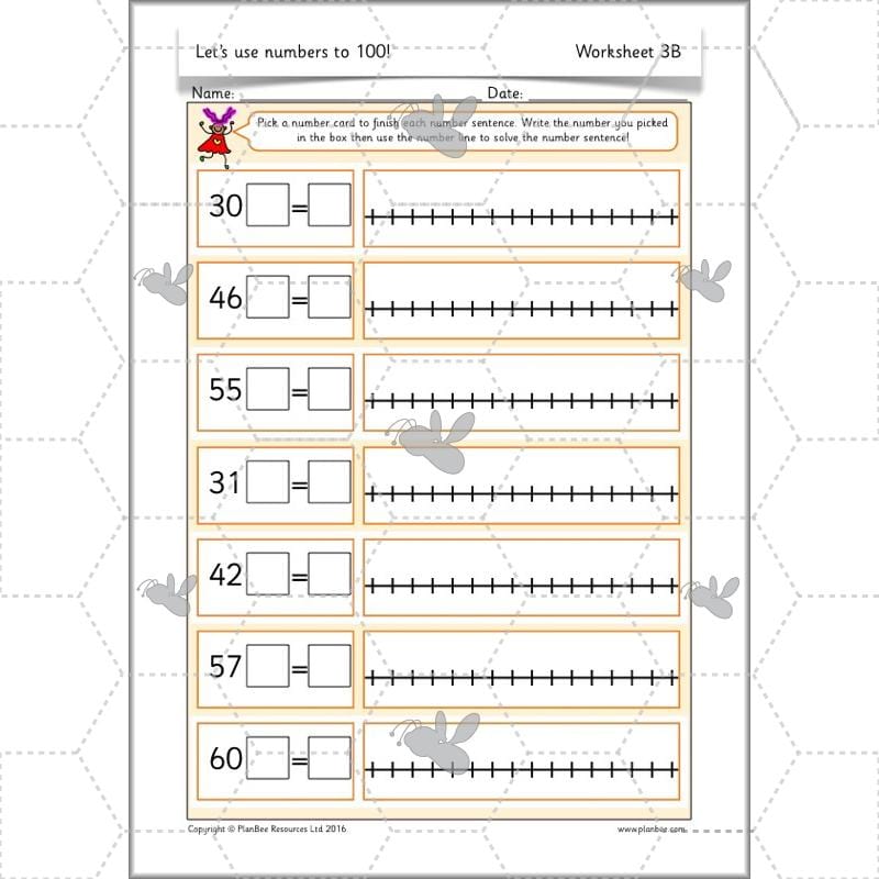 PlanBee Let's use numbers to 100 - Year 1 Maths resource pack