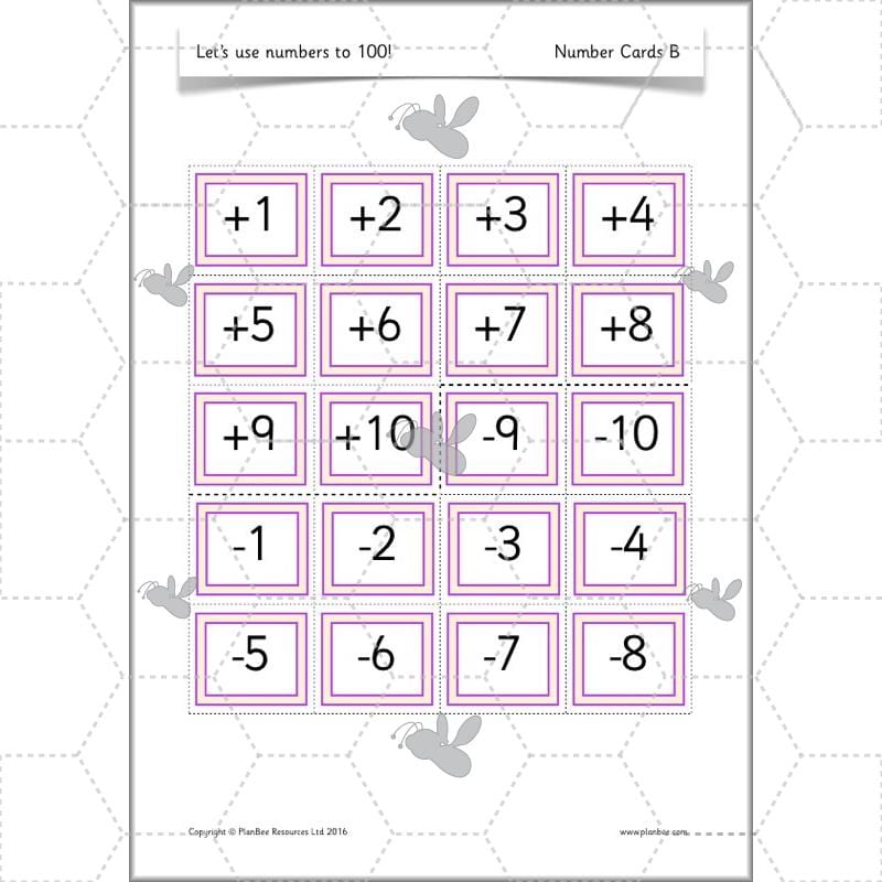 PlanBee Let's use numbers to 100 - Year 1 Maths resource pack