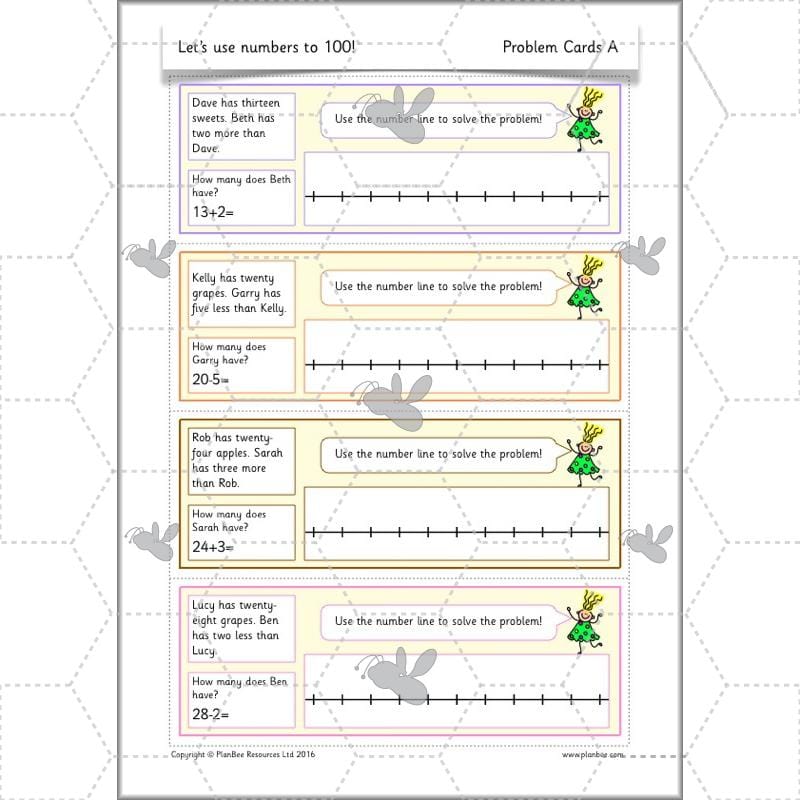 PlanBee Let's use numbers to 100 - Year 1 Maths resource pack