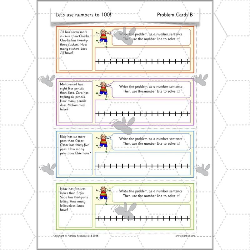 PlanBee Let's use numbers to 100 - Year 1 Maths resource pack