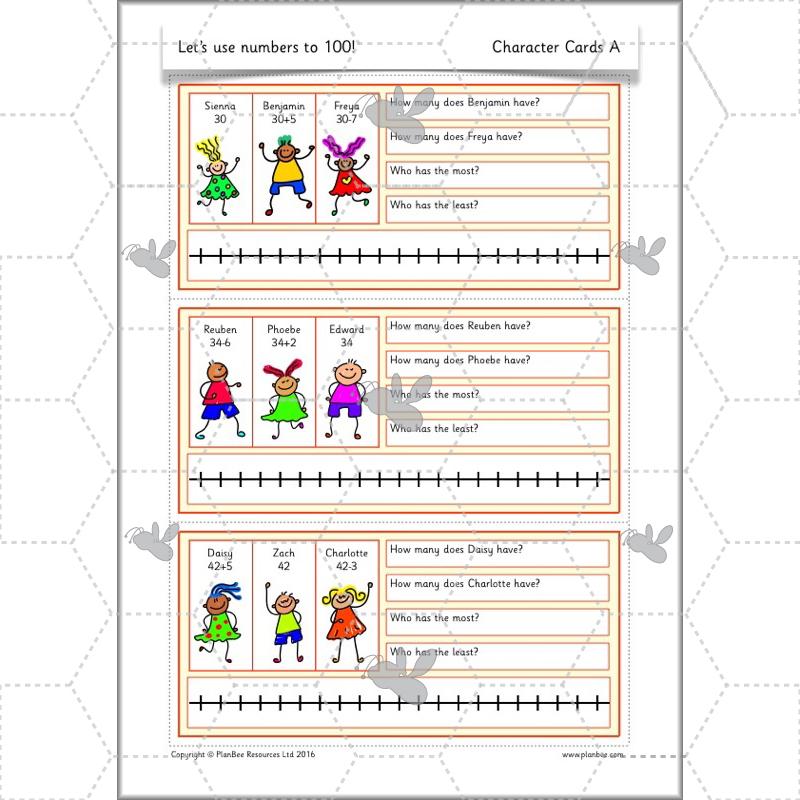 PlanBee Let's use numbers to 100 - Year 1 Maths resource pack