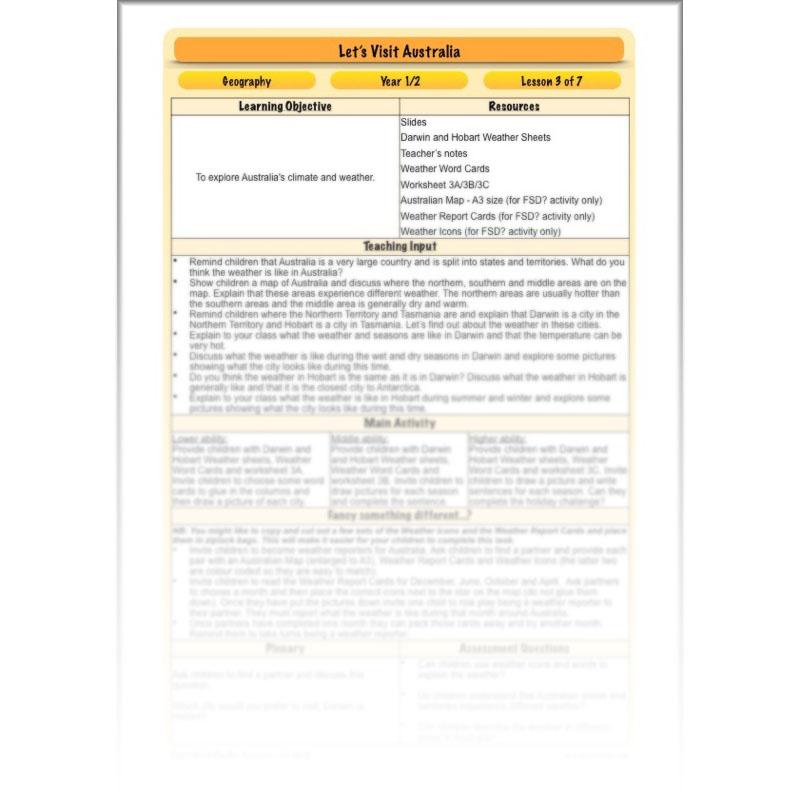 PlanBee Let's visit Australia - KS1 Geography lessons: Year 1 & Year 2