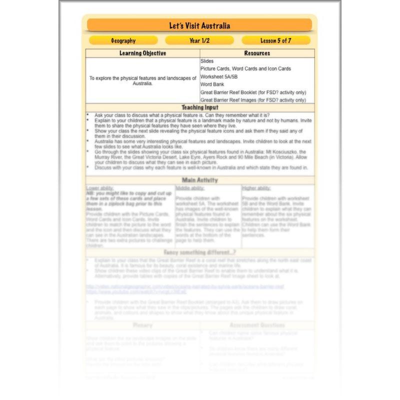 PlanBee Let's visit Australia - KS1 Geography lessons: Year 1 & Year 2