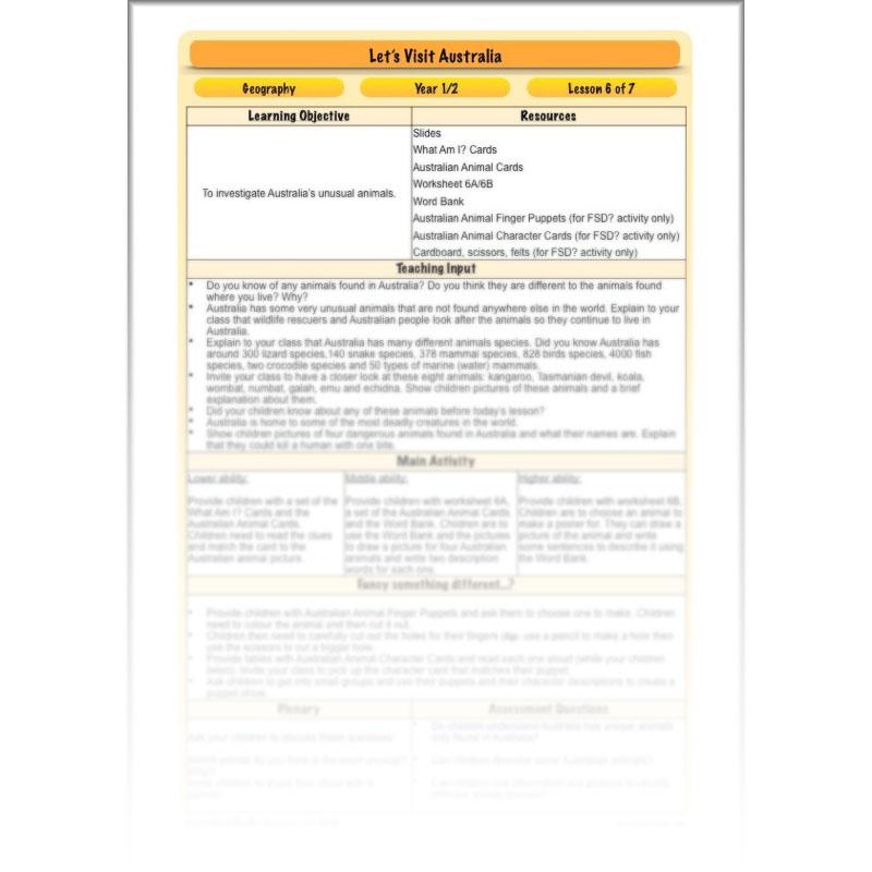 PlanBee Let's visit Australia - KS1 Geography lessons: Year 1 & Year 2