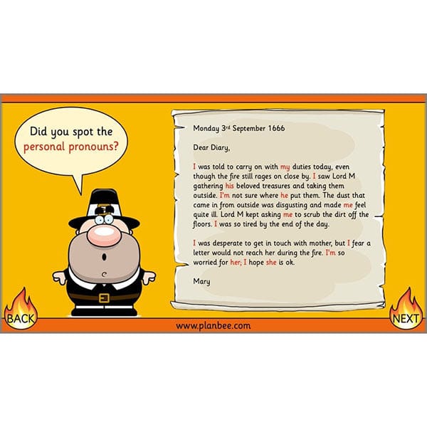 PlanBee Great Fire of London Year 2 Diary Entries Planning by PlanBee