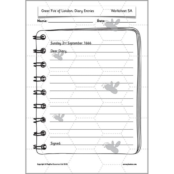 PlanBee Great Fire of London Year 2 Diary Entries Planning by PlanBee