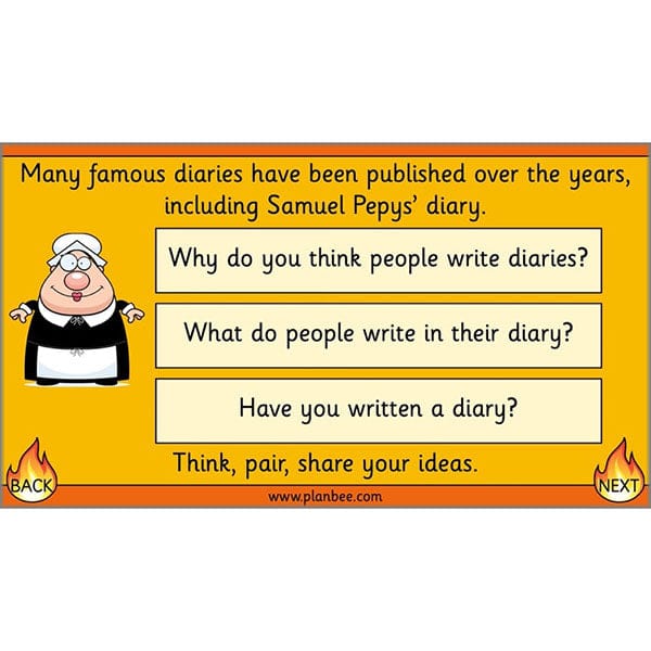 PlanBee Great Fire of London Year 2 Diary Entries Planning by PlanBee