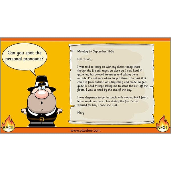 PlanBee Great Fire of London Year 2 Diary Entries Planning by PlanBee