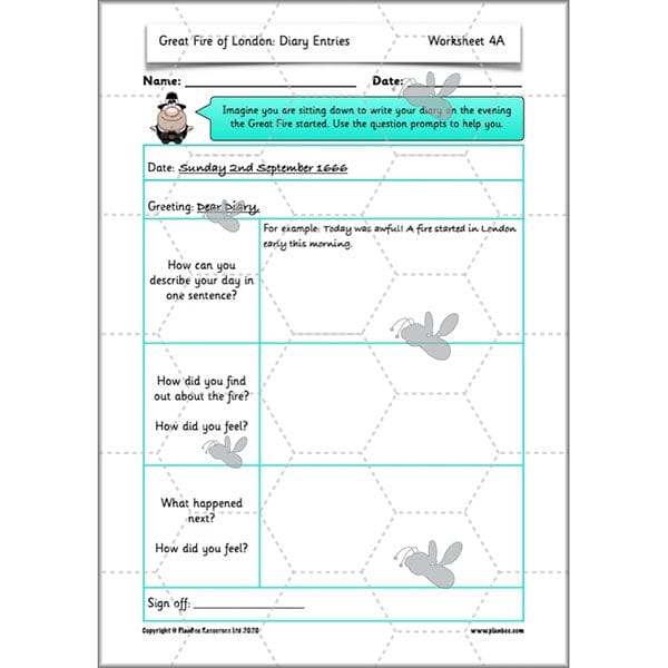 PlanBee Great Fire of London Year 2 Diary Entries Planning by PlanBee
