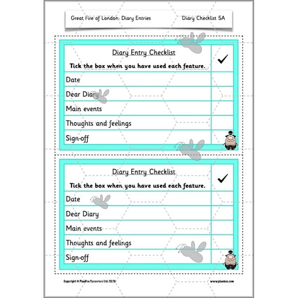 PlanBee Great Fire of London Year 2 Diary Entries Planning by PlanBee