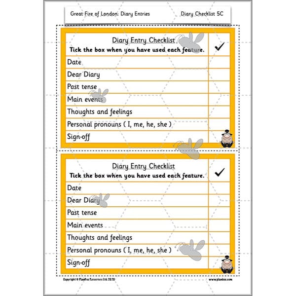 PlanBee Great Fire of London Year 2 Diary Entries Planning by PlanBee