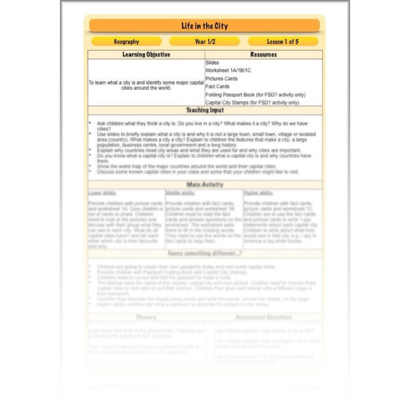 PlanBee Life in the City - Geography lesson resources for KS1