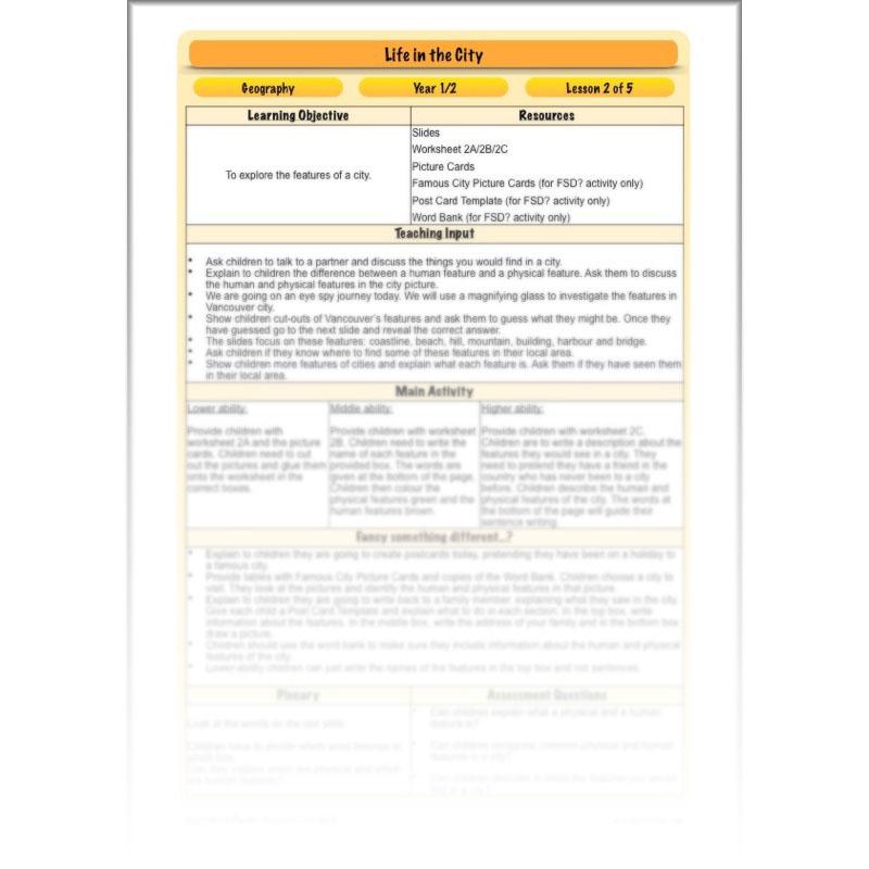 PlanBee Life in the City - Geography lesson resources for KS1