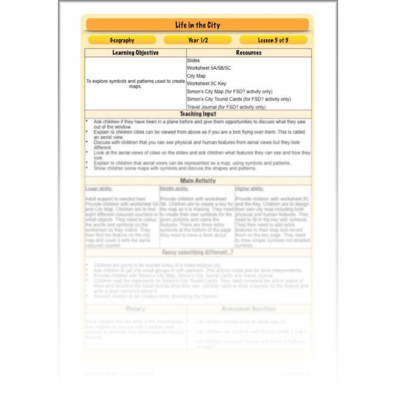 PlanBee Life in the City - Geography lesson resources for KS1
