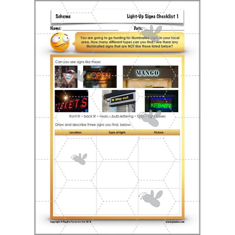 PlanBee Light-Up Signs: Circuits and Structures - KS2 DT Lesson Plans