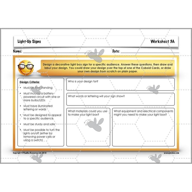 PlanBee Light-Up Signs: Circuits and Structures - KS2 DT Lesson Plans