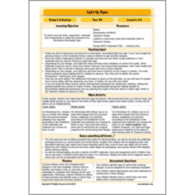 PlanBee Light-Up Signs: Circuits and Structures - KS2 DT Lesson Plans