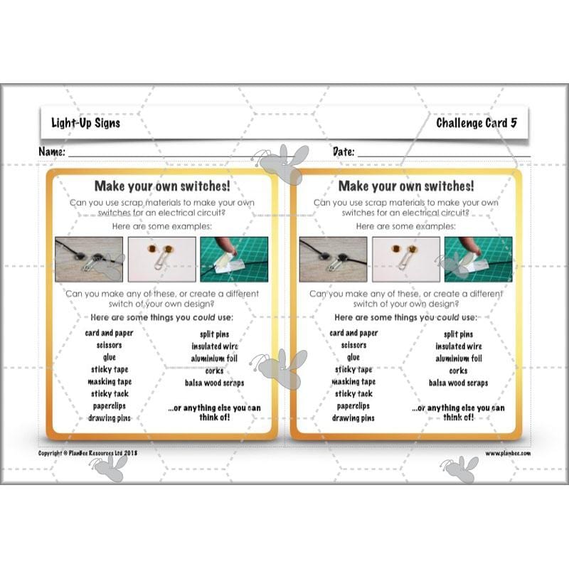 PlanBee Light-Up Signs: Circuits and Structures - KS2 DT Lesson Plans