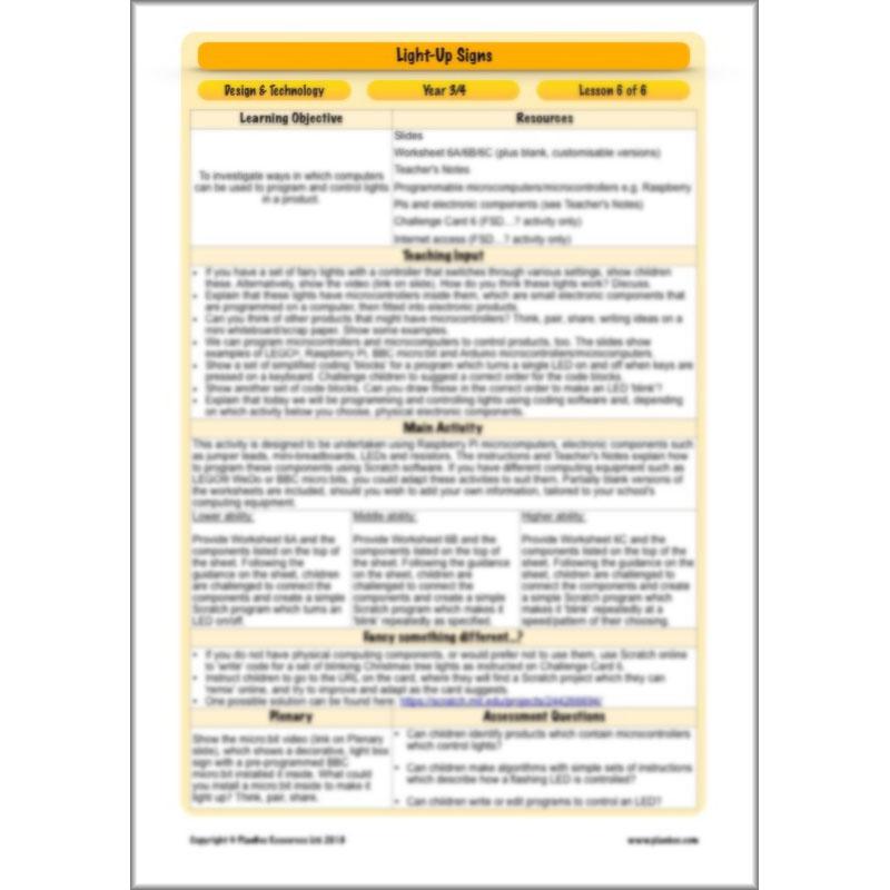 PlanBee Light-Up Signs: Circuits and Structures - KS2 DT Lesson Plans